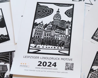 Calendario con motivos linoprint de Leipzig 2024 - edición limitada