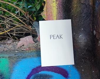 Peak - Youth Words 2026 - hand-printed with antique fonts