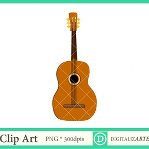 Acoustic Guitar Clip Art- Music Clipart Digital Instant Download PNG (1 Small + 1 Large) Transparent Background 300dpi