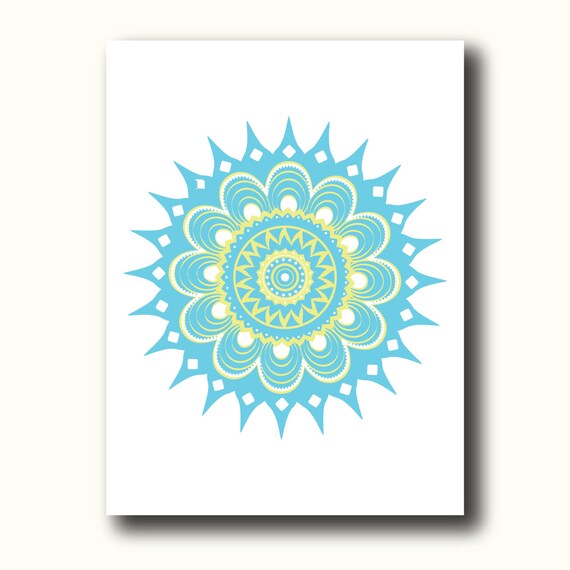 Druk Cyfrowy Kwiat Mandala Jasne ściany Sztuki Instant Etsy