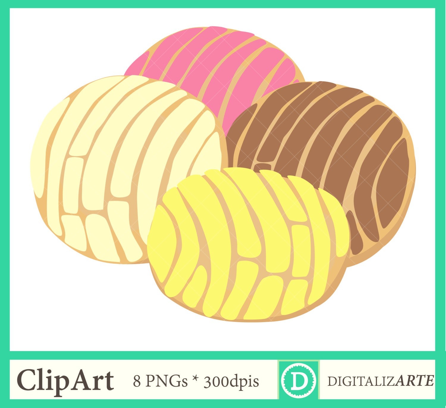 Download Conchitas 8 Clipart Set. Pan Dulce Mexican Pastries. | Etsy