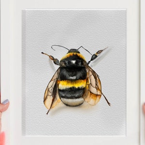 Biene ORIGINAL Aquarell Malerei Insekten Wandkunst Biene Botanische Malerei Hummel Illustration