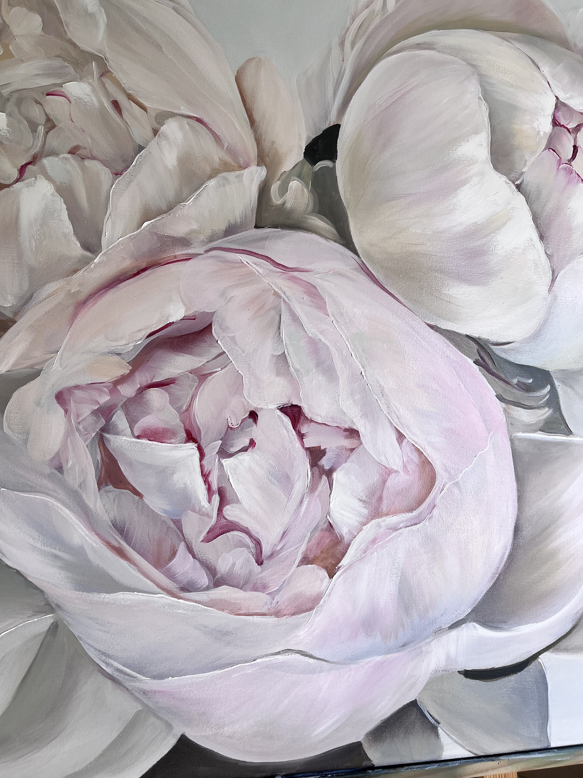 白牡丹絵画オリジナル油絵オリジナル白牡丹アートリアルな花の絵画大