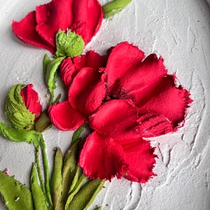 Poppy sculptural painting 3d plaster flowers painting 3d flowers wall art Realistic 3d flowers christmas gift 3d floral wall art image 2