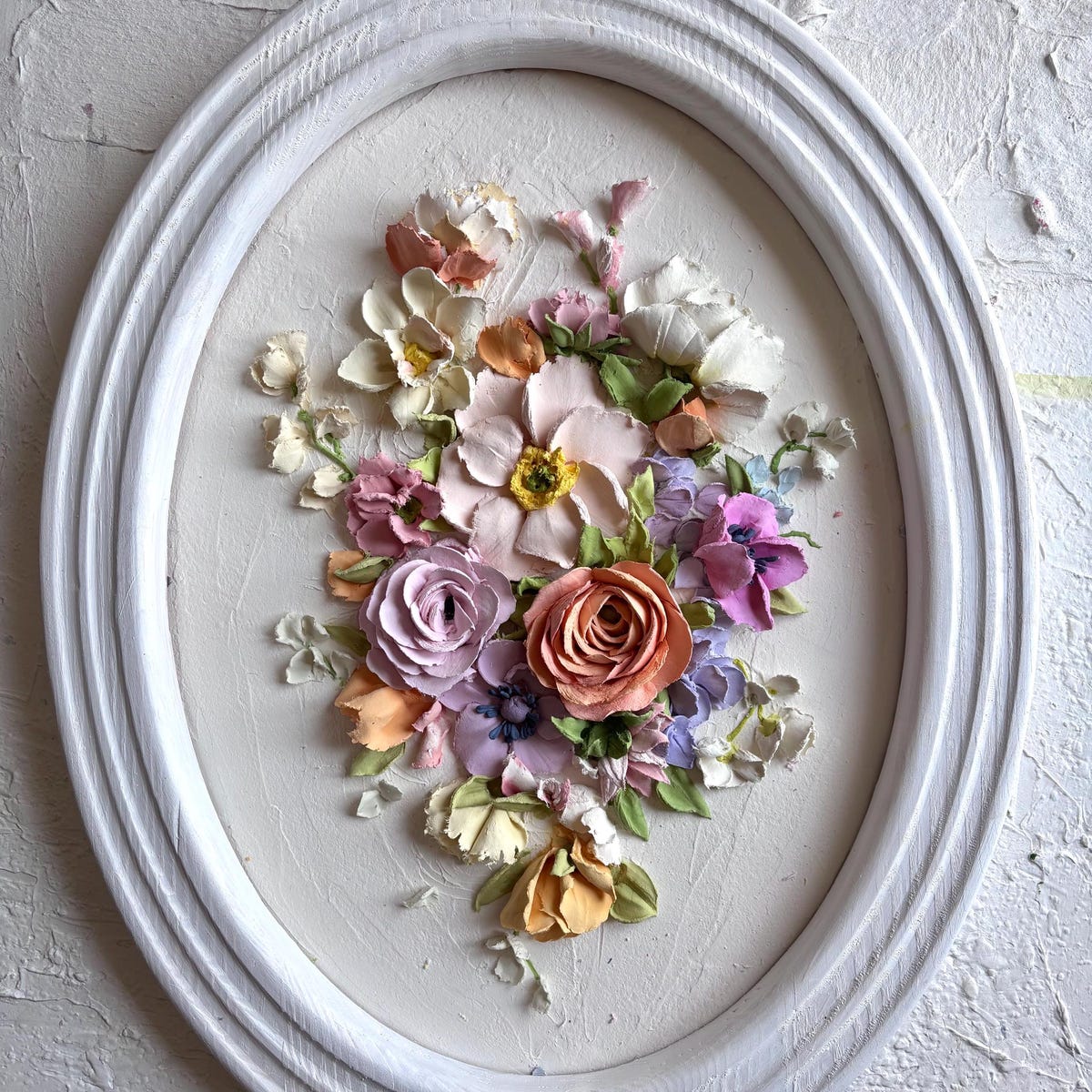 3D Floral Wedding Bouquet Painting from Photo – Handmade Textured Wall Art with Frame, Custom Plaster Flowers, Wedding Keepsake
