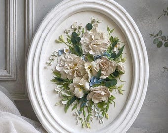 Custom Wedding Bouquet Sculpture Painting, Personalized Bridal Bouquet Keepsake, 3D Floral Wall Art, Wedding Flower Preservation Gift, 47x37