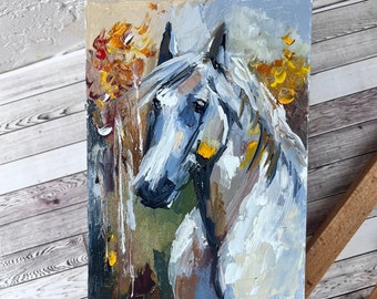 Horse oil painting Abstract horse painting Original oil painting Impasto oil art Mini painting Small animal art