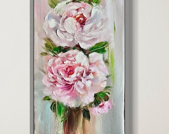 Peony oil Painting Abstract Peony Original Painting Realism Painting Macro Flowers Painting Realistic Art Floral Wall Art gift for her