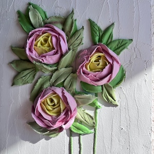 Renoncule 3d Peinture Sculpture peinture 3d Fleurs mur art 3d art floral