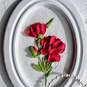 Poppy sculptural painting 3d plaster flowers painting 3d flowers wall art Realistic 3d flowers christmas gift 3d floral wall art image 4