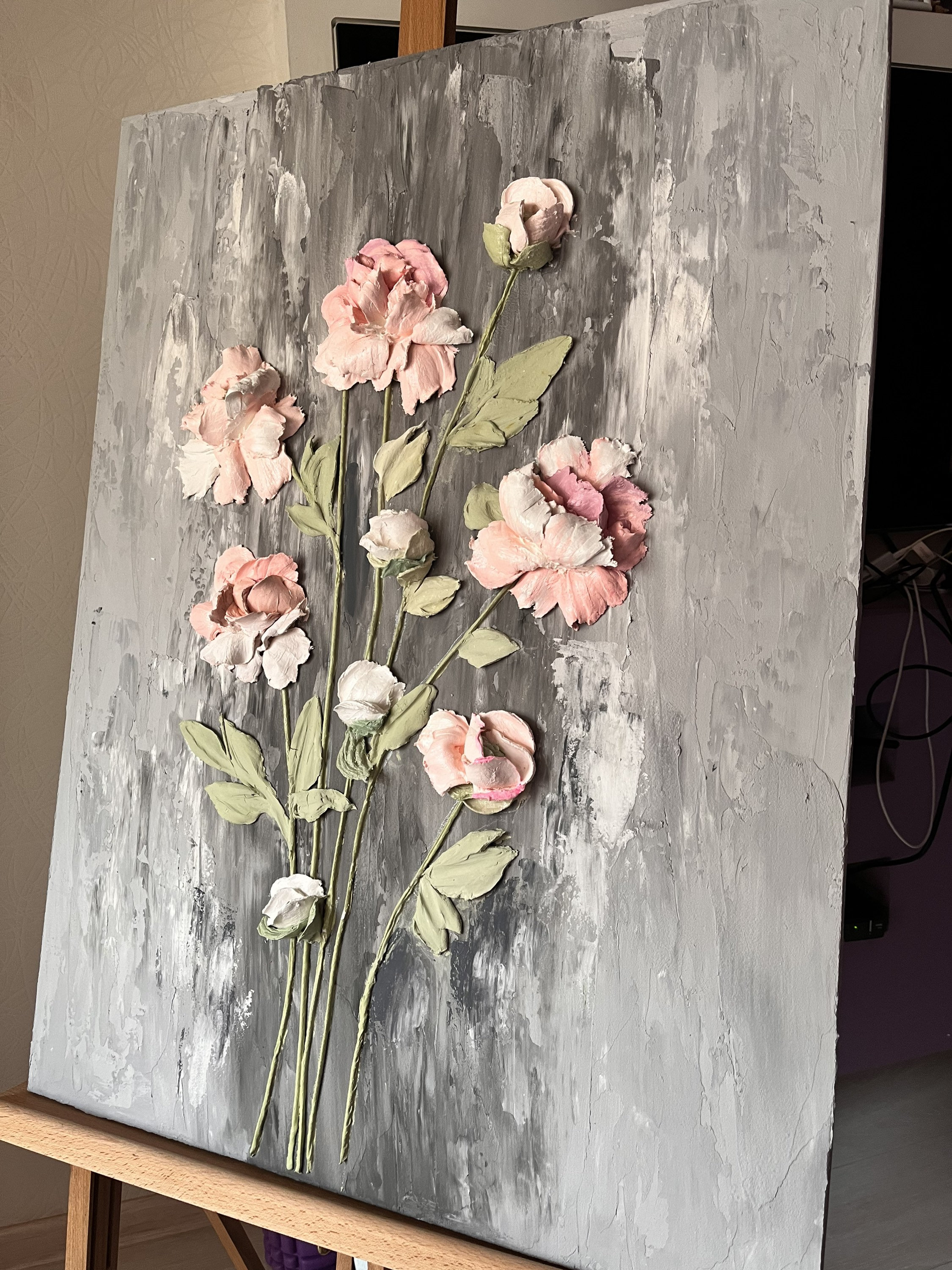 オリジナルの花の彫刻の絵画 3D絵画 壁アート 花の芸術的な彫刻 花の