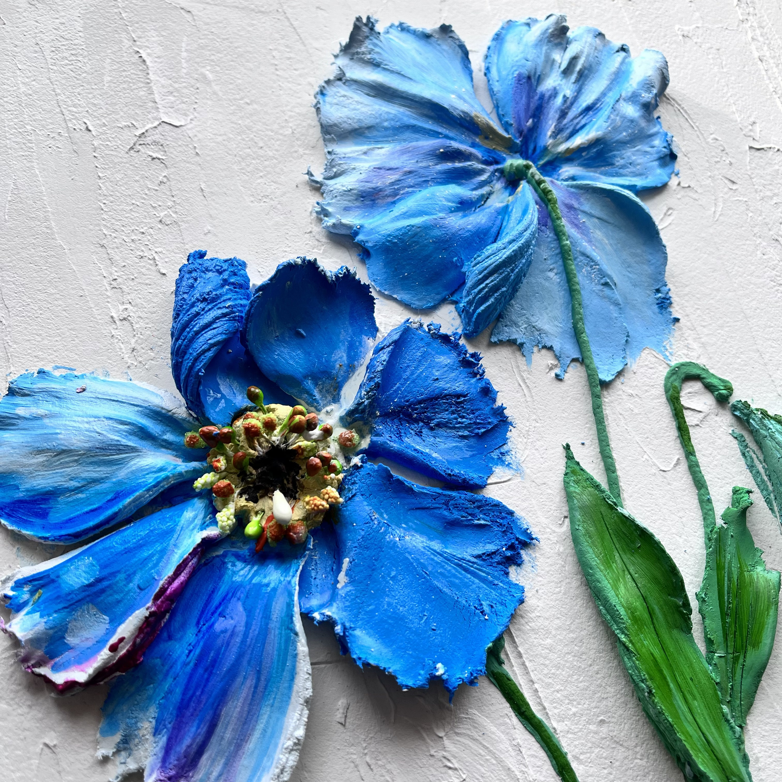 Himalayan Poppy Sculpture Painting 3d Flower Painting Original