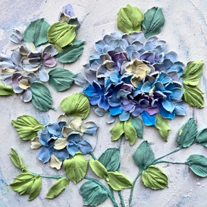 Hortensia sculpture originale peinture fleurs 3d peinture 3d hortensia art mural peinture florale faite à la main