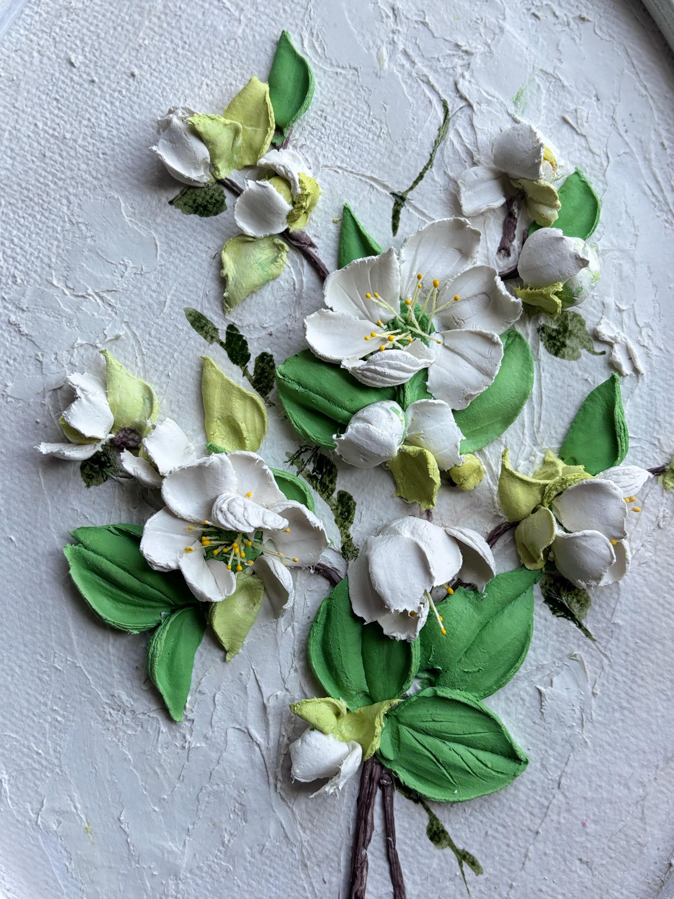 Apple Blossom in Bloom 3D Floral Wall Art Sculptural Flower Painting ...