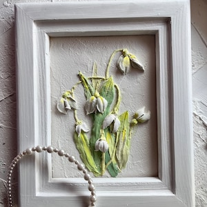 Perce-neige Sculpture Peinture 3d Fleurs Peinture Cloches 3d Peinture Petite Peinture Florale Sculpture Mur Art bas relief art