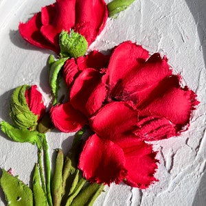 Poppy sculptural painting 3d plaster flowers painting 3d flowers wall art Realistic 3d flowers christmas gift 3d floral wall art image 5