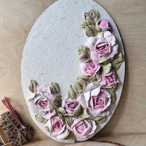 Peinture de plâtre 3D Peinture de fleurs Peinture de roses Peinture de sculpture Art floral Peinture texturée Palette couteau art Art fait à la main