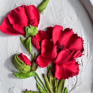 Poppy sculptural painting 3d plaster flowers painting 3d flowers wall art Realistic 3d flowers christmas gift 3d floral wall art image 7