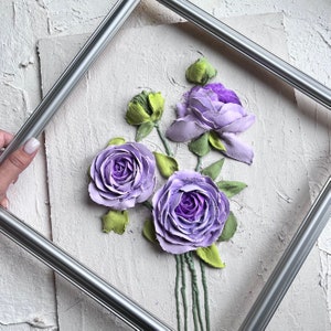 Ranunculus plâtre art sculpture peinture Original 3d art mural floral 3d fleurs art mural Peinture en plâtre rose