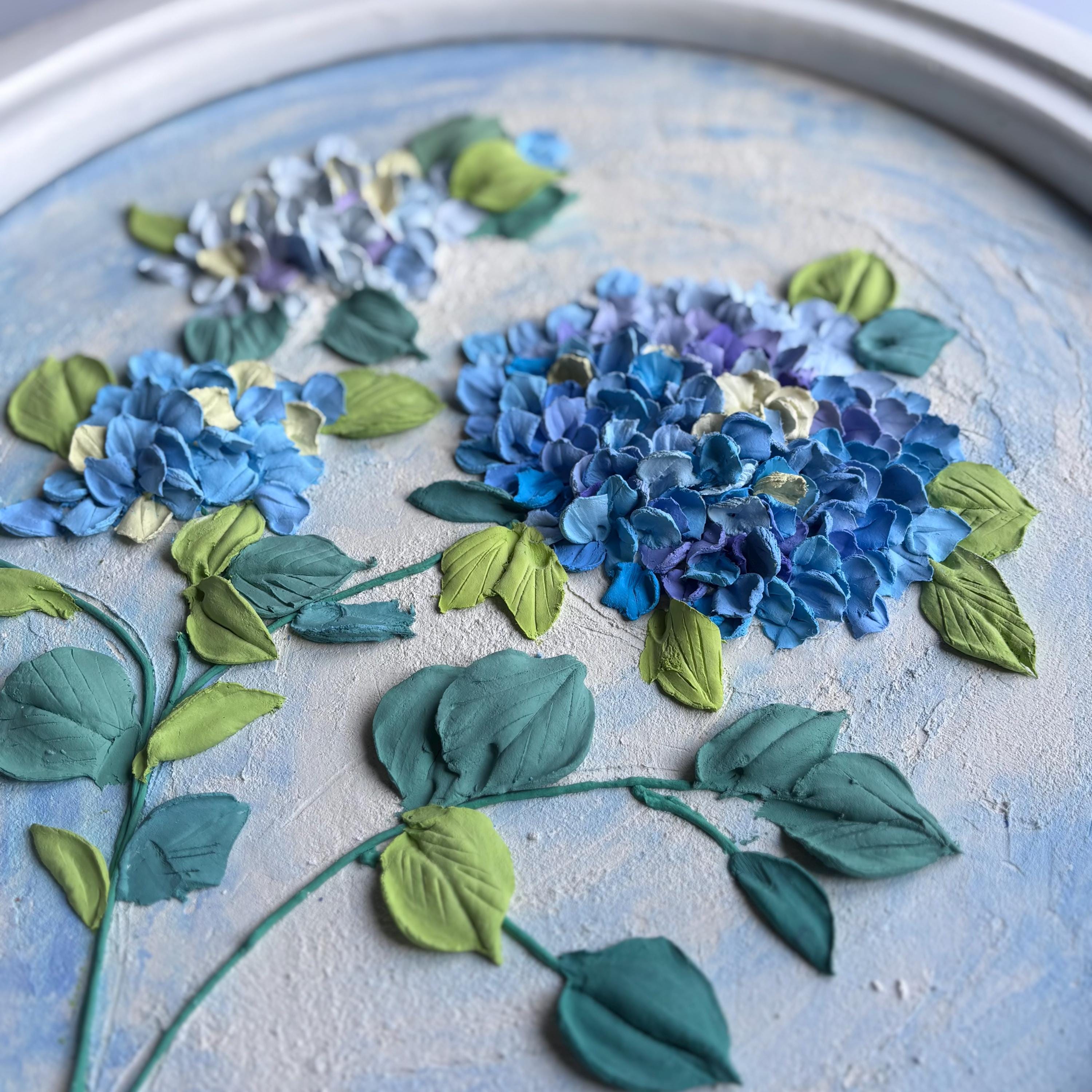 アジサイのオリジナル彫刻絵画 3D花の絵画 3Dアジサイの壁アート