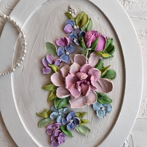 Pivoine Sculpture Peinture 3d Fleurs Peinture 3d Ranunculus peinture Pivoine Texture Pâte Peinture 3d Floral Wall Art Cadeau de Noël