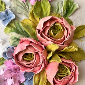 Sculpture Painting 3d Plaster Pano Ranunculus Flowers Painting 3d Painting Texture Paste Painting Floral Sculpture Wall Art