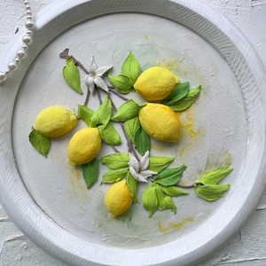 Citron sculpture peinture 3d peinture Fruits 3d cuisine peinture jaune mur art cadeau de Noël