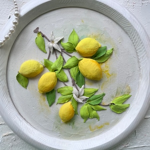 Lemon sculpture painting 3d painting Fruits 3d kitchen painting Yellow wall art Christmas gift image 1