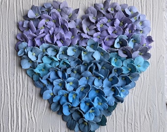 Pintura de escultura de flores em 3D. Arte original de flores em impasto. Arte de hortênsia em 3D. Arte floral de parede em 3D.