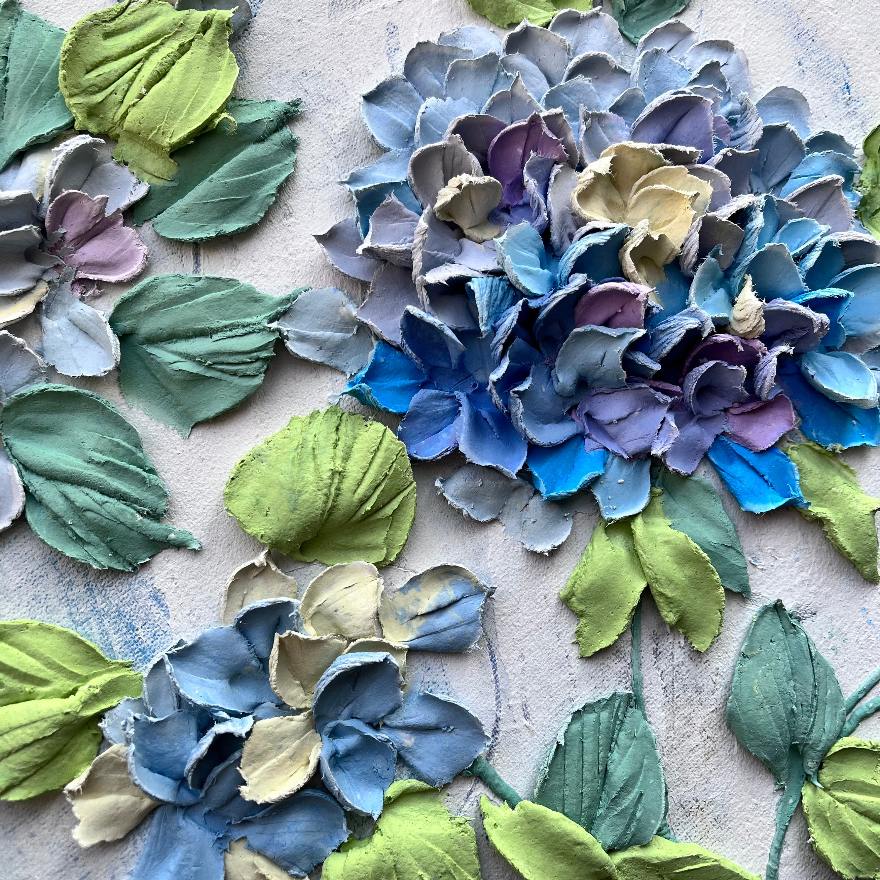 アジサイのオリジナル彫刻絵画 3D花の絵画 3Dアジサイの壁アート