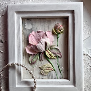Flower Sculpture Painting Roses 3D Painting Floral Painting 3D Wall Art Gifts Art