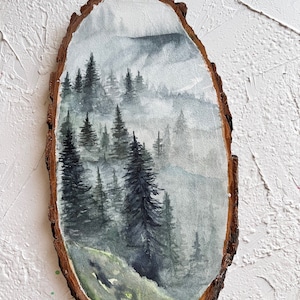 Forest landscape painting Original realistic landscape painting forest realistic art Misty painting Foggy forest painting a Christmas gift