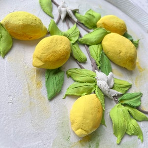 Lemon sculpture painting 3d painting Fruits 3d kitchen painting Yellow wall art Christmas gift image 2