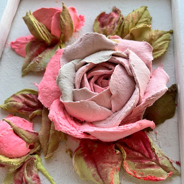 Jardin Rose Sculpture Peinture 3d Peinture 3d Fleurs Peinture Floral plâtre pano bas-relief Floral Plâtre Mur Art 3d jardin rose