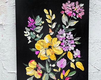 Hydrangea original painting, flower impasto painting, 12*16 painting on canvas, 3d flower wall art, texture floral art, plaster flower art
