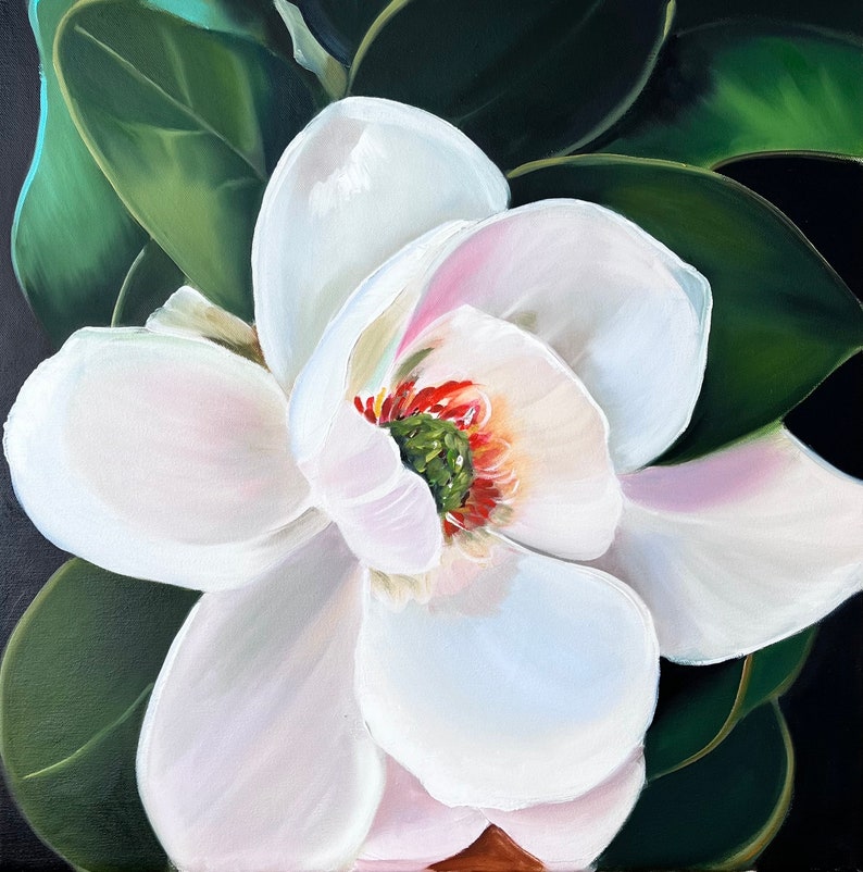Magnolia Original Oil Painting Realistic Flower Painting on Canvas ...