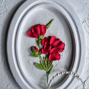 Poppy sculptural painting 3d plaster flowers painting 3d flowers wall art Realistic 3d flowers christmas gift 3d floral wall art image 8