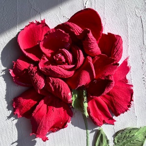Peinture de fleurs 3D Sculpture originale peinture de roses Art de roses rouges Art mural floral 3D