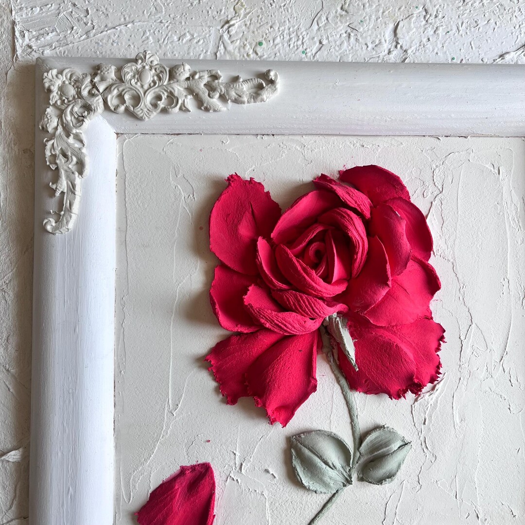 Sculpture Flower Painting 3d Flower Wall Art 3d Wall Decor Red Roses ...