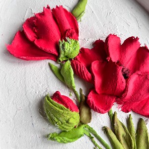 Poppy sculptural painting 3d plaster flowers painting 3d flowers wall art Realistic 3d flowers christmas gift 3d floral wall art image 9