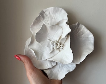 3d Flower wall decor, floral wall decor, sculpture painting, White flower for wall decoration