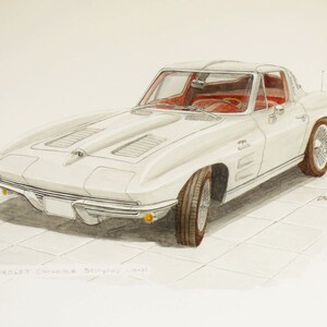 CHEVROLET Corvette Stingray (1963) Vorderansicht, Aquarell