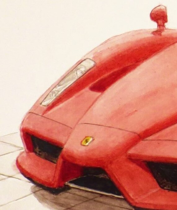 FERRARI “enzo” (2002-2004). Original Watercolor, Sports Car and