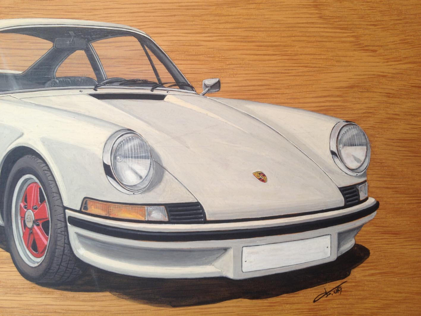 Pintura original sobre panel de roble Porsche 911 Carrera RS | Etsy