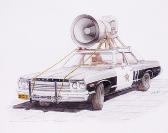 Dodge Monaco Sedan (1974)  original watercolor, car from the movie Blues Brothers