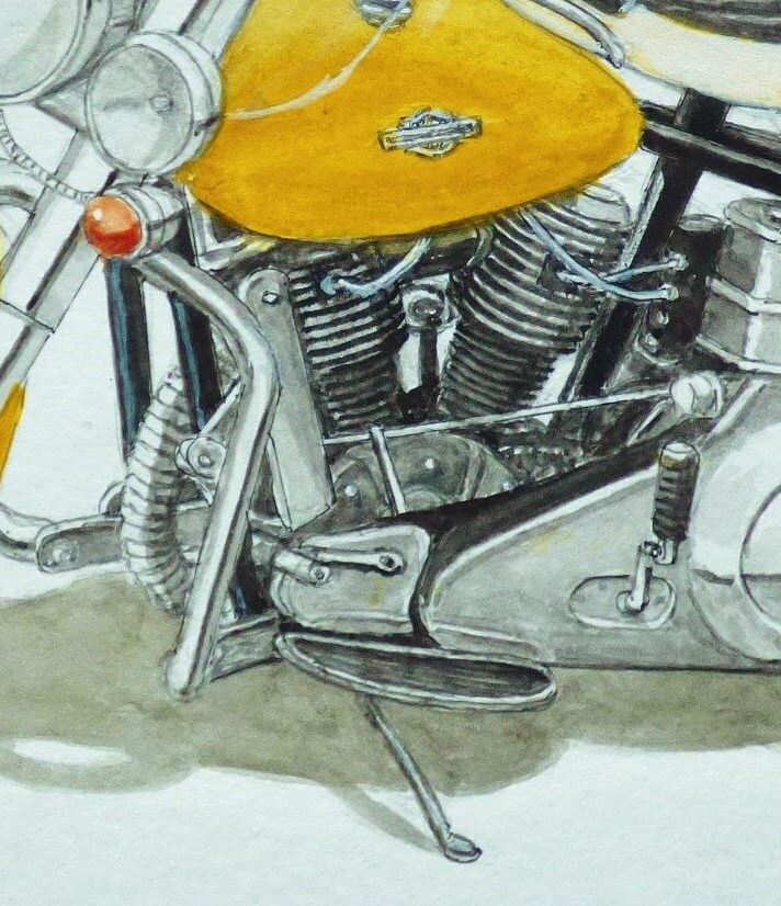 ハーレーダビッドソン 1200 (1950-60)。紙にオリジナルの水彩画 - Etsy
