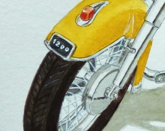 ハーレーダビッドソン 1200 (1950-60)。紙にオリジナルの水彩画 - Etsy