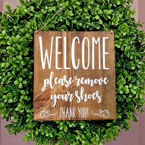 Please Remove Your Shoes Sign, Remove Shoe Sign, Welcome Door Sign, No Shoes Inside Sign, Entry Sign, Door Sign, Rustic Sign, Signs image 2