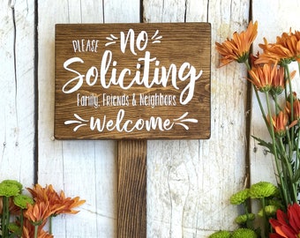 No Soliciting Sign with Stake 6x8, Do Not Disturb Sign, No Solicitation Sign, Welcome Sign, No Strangers Sign, Do Not Disturb