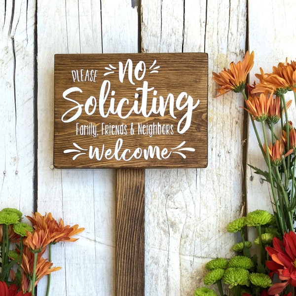 No Soliciting Sign with Stake 6x8, Do Not Disturb Sign, No Solicitation Sign, Welcome Sign, No Strangers Sign, Do Not Disturb